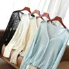 Tienda Insignia Shanghai Dan Nong / Camisa Ligera de Verano Tencel Lino Holgada Calada Borde Ondulado Manga Larga Protección Solar