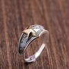 Anel Masculino Vintage de Prata S925 com Design de Pentagrama, Anel Aberto Antigo de Prata Tailandesa da Moda