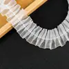 Renda de poliéster com gaze vincada no centro, floral, embalagem para panificação, acessórios de decoração de casamento, direto da fábrica de origem, em estoque, pronto para envio