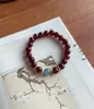 Nuevo Pulsera de Cristales Azul Profundo y Granate Estilo Chino, Sensación de Lujo Ligero y Gama Alta, Pulsera Vintage con Diseño de Nicho