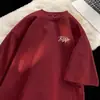 Camiseta Masculina de Algodão Branca de Manga Curta Verão Fina Estilo Americano Marca Tendência Solta Gola Redonda Pesada plus size Top Casual