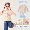 Ropa Jellybaby para Niñas Bloques de Color 2026 Nuevo Estilo Camiseta de Manga Larga para Niños Ropa de Otoño para Bebés Top para Niños de 5 Años