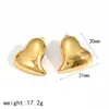 Brincos Personalizados Estilo Ins em Formato de Coração de Aço Inoxidável Brincos Femininos Elegantes Simples Coração Brincos de Aço Titânio em Formato de Coração