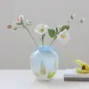 Jarrón de Vidrio Medieval Francés, Adornos Esmaltados de Lujo Ligero, Arreglo Floral para Sala de Estar, Decoración Retro para el Hogar, Dispositivo de Flor Hidropónica Artístico