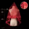 Véu de Renda Vermelha Noiva Vampira de Halloween Véu Cos Gothic Adorno de Cabeça de Casamento Retro