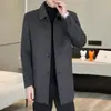 Abrigo de Lana con Solapa para Hombre de Invierno de Longitud Media Talla Grande Engrosado Cálido Cachemir Casual de Color Sólido para Hombre