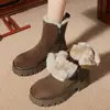 Botas de algodón forradas de felpa para mujer, suela gruesa, colección otoño/invierno 2026, cálidas, suela gruesa, botas Martin, botines, botas de nieve, zapatos casuales de algodón