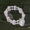 Colgante de Cristal Rosa Natural de Forma Irregular con Diseño Original, Pulsera Delicada de Cristal Transparente con Forma de Oso