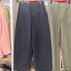 Calça casual de malha oversized estilo japonês, calça pantalona de perna larga com corte curvo 482287/486980/483722