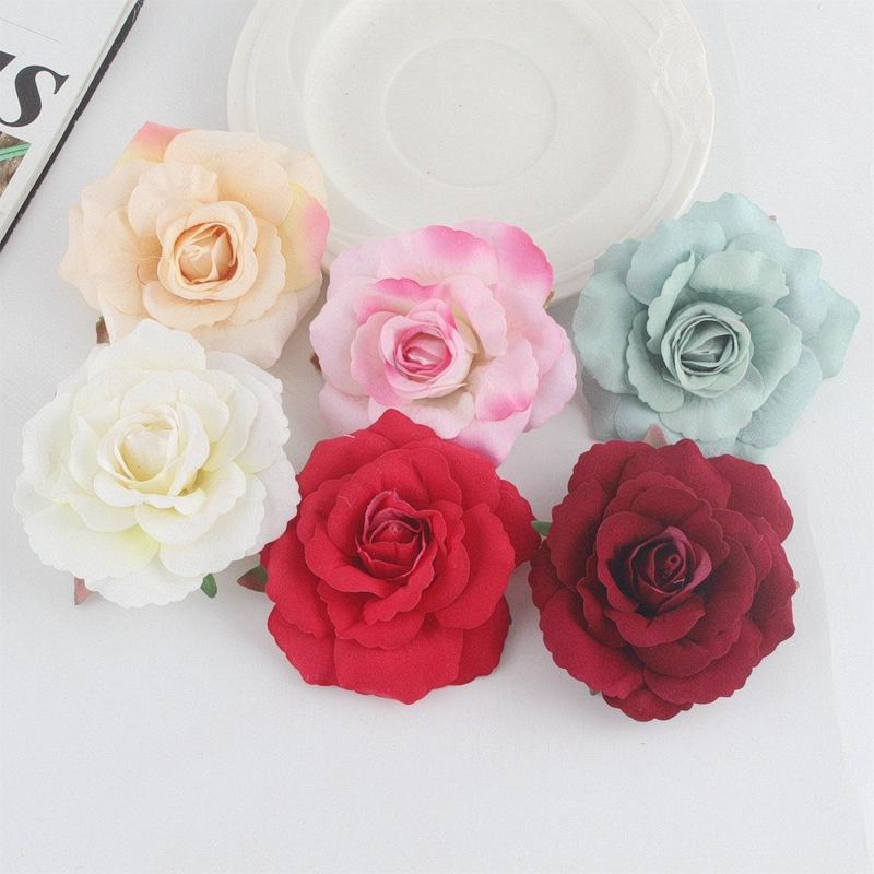 8cm 绒布非卷边包心玫瑰花发夹10