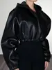 Europa y Estados Unidos Amazon transfronterizo otoño 2024 nuevo chaqueta de cuero con solapa para mujer silueta larga hombro recto abrigo