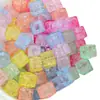 Corrente para Celular de Acrílico Transparente com Rachaduras de Gelo, Quadrada Perfurada, Cristal Colorido com Contas, Acessório para Pendurar no Carro, Joias DIY