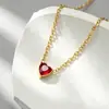 Collar Colgante Corazón de Acero de Titanio con Circonita Cúbica de Colores Cadena Clavicular de 12 Piedras de Nacimiento para Mujer