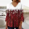 Nuevos Tops de Punto con Estampado de Copos de Nieve y Cuadros, Cuello en V, Manga Larga, Estilo Europeo y Americano, Transfronterizos, para Mujer, Otoño e Invierno 2025