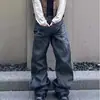 Calça Jeans de Alta Rua Estilo Americano Falsa de Duas Peças com Barra Curva, Unissex, Cintura Dupla, Efeito Empilhado, Calça Longa Versátil na Moda