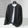 Cárdigan de Lana Pura de Terciopelo Baicai para Hombre de Cuello Redondo Engrosado Ropa de Punto Casual Suéter Holgado Casual Holgado
