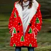[Processamento Personalizado] Novo Casaco de Inverno Feminino com Pelúcia Estilo Europeu e Americano Casaco com Capuz 3D de Natal Atacado