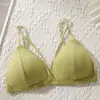 Sujetador de Espalda Bonita de Triángulo con Escote en V Profundo de Modal, Camisola Wrap-Around Push-Up, Camisola Integrada de Espalda Bonita de Verano