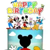 Personajes de Dibujos Animados de la Ciudad Mickey Minnie Decoración de Pastel Fiesta de Cumpleaños Niños y Niñas Bebé Un Año Tarjeta de Cumpleaños