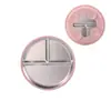 Prato de Jantar de Aço Inoxidável Mais Vendido Transfronteiriço Talheres para Suplemento Alimentar de Bebê Compartimento Placa de Aço Inoxidável 304 Ventosa de Silicone Removível
