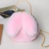 Bolso de Mano Exclusivo Transfronterizo de Piel Sintética Bolso de Hombro de Felpa Bolso de Orejas de Conejo Bolso de Mano de Princesa Bolso de Hombro de Cuero Sintético para Mujer