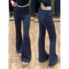 Pantalones Deportivos de Color Sólido Acampanados para Mujer Otoño 2025 Nuevo Americano Sexy con Caída Estilizado Ropa de Trabajo Pantalones Acampanados de Yoga