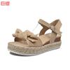 Sandalias planas Juti Primavera Verano 2021 para mujer, talla grande, con suela plana y cordón de cáñamo, con suministro transfronterizo de Amazon