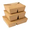 Caja de Papel Kraft Desechable para Llevar, Lonchera Biodegradable, Multi-Compartimentos, Comida Rápida, Dos Compartimentos, Vajilla, Caja para Ensalada con Tapa