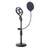 Conjunto de Microfone Condensador com Suporte Metálico Antichoque e Rede de Proteção contra Sopros Integrada.