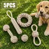 Set de 5 piezas de correa para perro y juguete masticable hecho a medida (juguetes de tela)