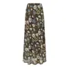 Falda Larga de Verano Nueva Moda Estilo Resort Francés Floral Ajustada al Cuerpo Falda Cola de Pescado Cintura Alta Delgado para Mujer