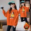 Moletom Feminino Manga Longa Outono e Inverno Forrado com Fleece Novo Estilo Bonito Crianças de Tamanho Médio e Grande Primavera e Outono Estilo Coreano Tops Tendência