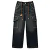 Z1105 una pieza terciopelo-temprano Yang niños 2023 otoño e invierno nuevo mediano y grande Moda infantil jeans sueltos cómodos niños