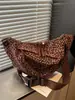 Bolso de mano estampado de leopardo, estilo bandolera para mujer, gran capacidad, casual, versátil, adecuado para ir al trabajo, con un look sofisticado, otoño/invierno, retro, bolsa de albóndiga color café