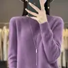 Suéter de punto de cuello redondo de primera línea para mujer, suéter base de punto holgado de manga larga, top de color liso, otoño e invierno, nuevo jersey