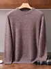 Suéter de cashmere simples e versátil para outono e inverno para homens, pulôver com gola redonda, malha texturizada como camada base, suéter interno quente