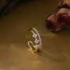 Anillo Abierto de Dos Tonos Electroplateado de Moda Estilo Coreano y Japonés para Mujer, Lujo Ligero, Gama Alta, Anillo Único y Elegante