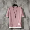 Camiseta de Manga Corta para Hombre de Verano Estilo Coreano Capa Interior Camisa Base Nueva Conjunto de Pareja Falso Camiseta Holgada de Moda