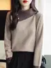 Novo suéter de outono e inverno, design de moda feminina, gola assimétrica, suéter de tricô casual folgado, suéter modelador para mulheres
