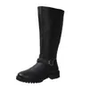 Botas de Cuero de Tacón Grueso de Caña Larga, Novedad Otoño 2026, Botas de Motocicleta Elegantes Adelgazantes con Cremallera Lateral de Tacón Medio
