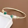 Moderna Nueva Creativa Forma de Faro Incrustaciones de Circonita Pulsera de Puño Abierto Exquisita Retro Pulsera de Cobre Puro Joyería Transfronteriza Venta al por Mayor