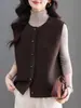 Colete de tricô feminino, cardigã sem mangas, peça externa para outono e inverno 2026, novo top de peça externa, colete de tricô feminino, moderno