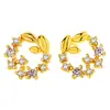 Elegantes pendientes de botón de flor de círculo de rama de olivo pequeños pendientes simples de flor de círculo pendientes para mujeres novias