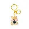 Chaveiro fofo de hamster comendo sementes de girassol, feito de borracha macia, pingente de animalzinho adorável, acessório para mochila, pequeno presente para atacado de feira