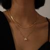 Collar Mini Burbuja 26 Letras Grandes Transfronterizo Europeo y Americano, Collar Multicapa Espiga, Regalo, Versátil y de Nicho