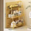 Prateleira de armazenamento para mesa de jantar e bancada, organizador multicamadas funcional para lanches, sachês de chá e copos