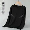 Camiseta de manga larga para hombre, talla grande, corte holgado, estampado ins de otoño, camiseta estampada de color liso, versátil y moderna