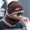 [Gorra + bufanda] Versión coreana de otoño e invierno con acolchado de terciopelo, gorra de lana tejida cálida para hombre, gorra de exterior sin visera