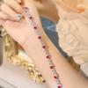 Pulseira Amor em Gema Vermelha Sangue de Pombo Real Vendendo Quente ao Vivo Feminina de Luxo Leve com Zircônias Cúbicas Coração de Diamante de Alto Carbono Pulseira de Corindo Vermelho