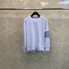 Tb Direto da Fábrica Outono e Inverno Novo Clássico Gola Redonda Quatro Listras Base de Algodão Piquet Camiseta Casual Confortável Versátil